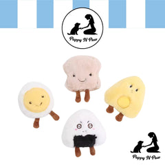PUPPY N PAW Mini Breakfast Squeaky - ของเล่นหมาเล็ก รูปไข่ ขนมปัง ข้าวปั้น ชีส