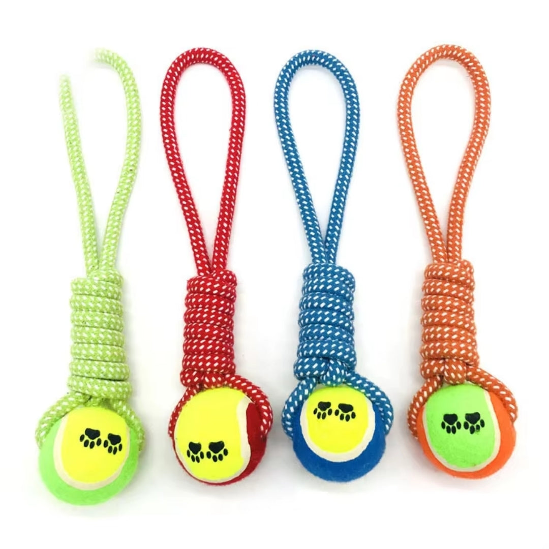 Puppy N Paw Rope with Tennis Ball for Pets - ของเล่นสุนัขเชือกพร้อมลูกเทนนิส