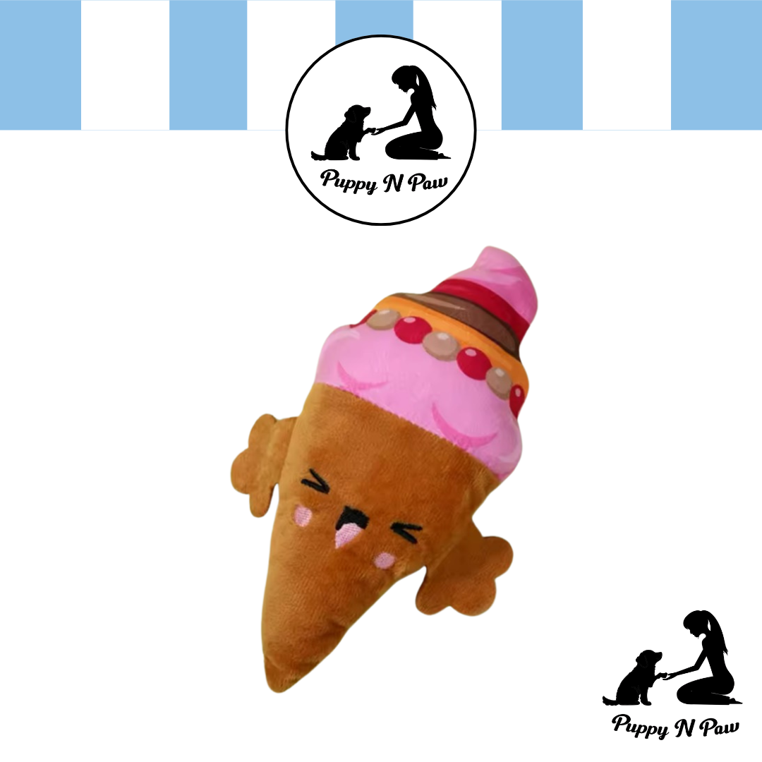 Puppy N Paw Happy Ice Cream Plush Toy for Pets ของเล่นสุนัข กัดมีเสียง