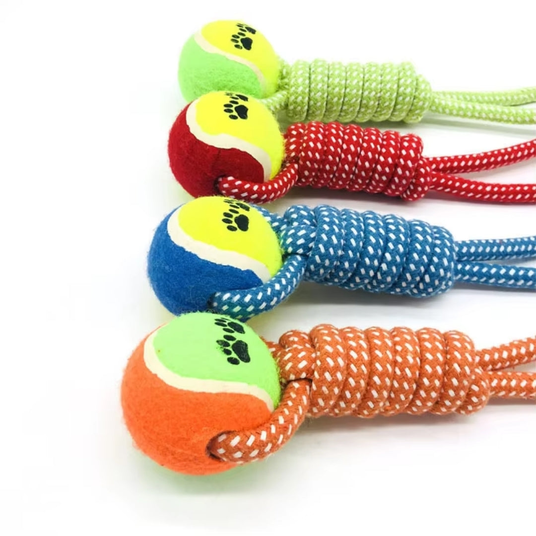 Puppy N Paw Rope with Tennis Ball for Pets - ของเล่นสุนัขเชือกพร้อมลูกเทนนิส