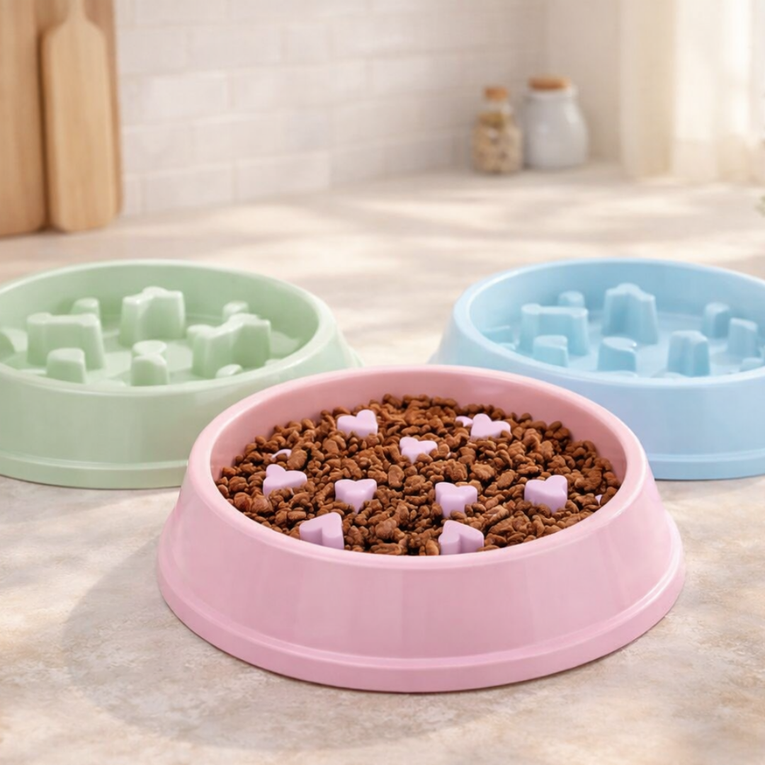 Puppy N Paw Small Heart - Slow Feed Bowl ชามลดการกินไว สำหรับสัตว์เลี้ยง