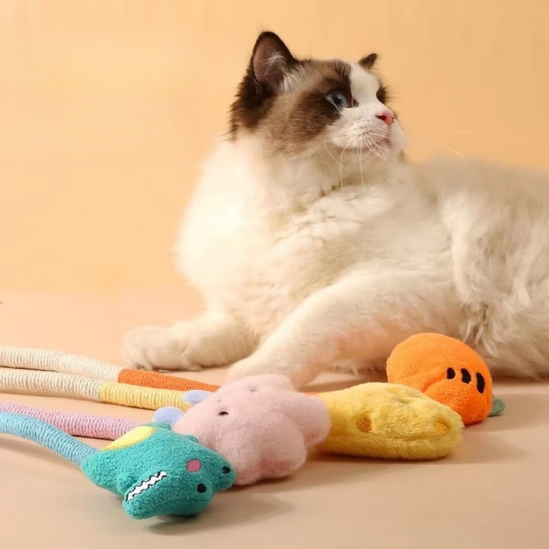 Puppy N Paw Long Tail Cat Toy - ของเล่นแมวเชือกถัก