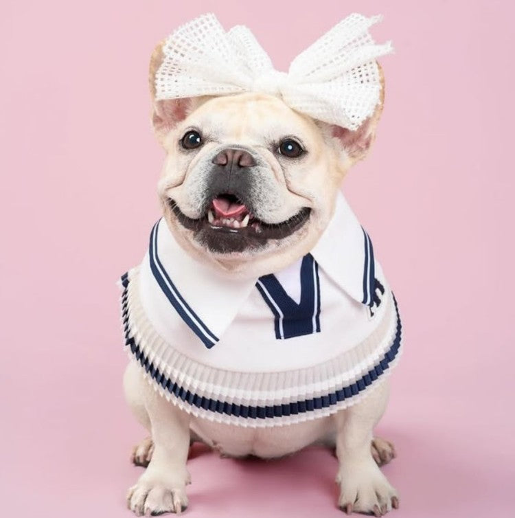 Momoji Tennis Pet Bib - White ชุดเทนนิสชาย เทนนิสหญิง ชุดสำหรับสุนัข แมว ชุดน้องหมามีกระโปรง