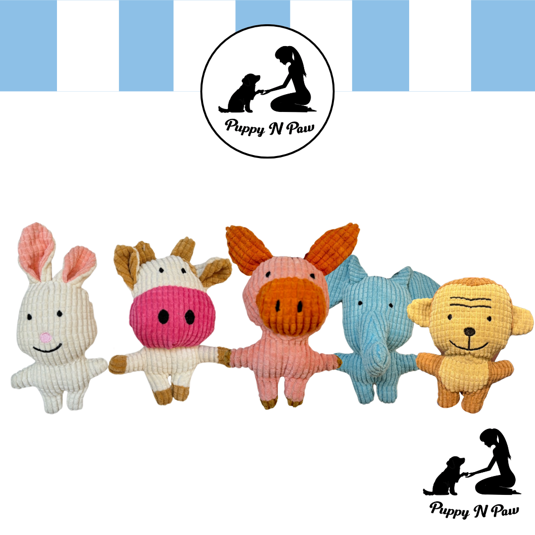 Puppy N Paw Animal Big Head 4 Plush Toy with Squeaky for Pets