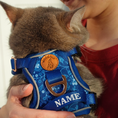Boss & Olly - Batik Blue รัดอก สายจูงสำหรับสัตว์เลี้ยง สุนัข แมว Leash and Harness for Dog and Cat