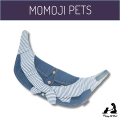 Momoji Pet Bib - Denim & Stripes ชุดสุนัข ชุดแมว ชุดสัตว์เลี้ยง ผ้าพันคอสุนัข ชุดยีนสุนัขแมวชายหญิง