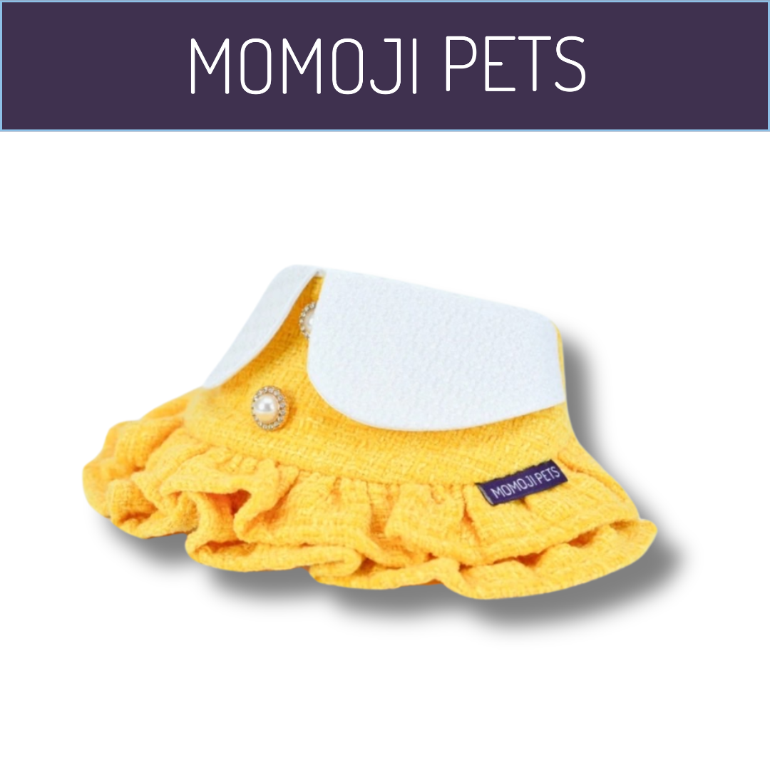 Momoji Kristen Bib - (V.2) ชุดน้องหมาน้องแมว ชุดสุนัขผู้หญิงมีกระโปรง สีเหลือง สีแดง สีชมพู