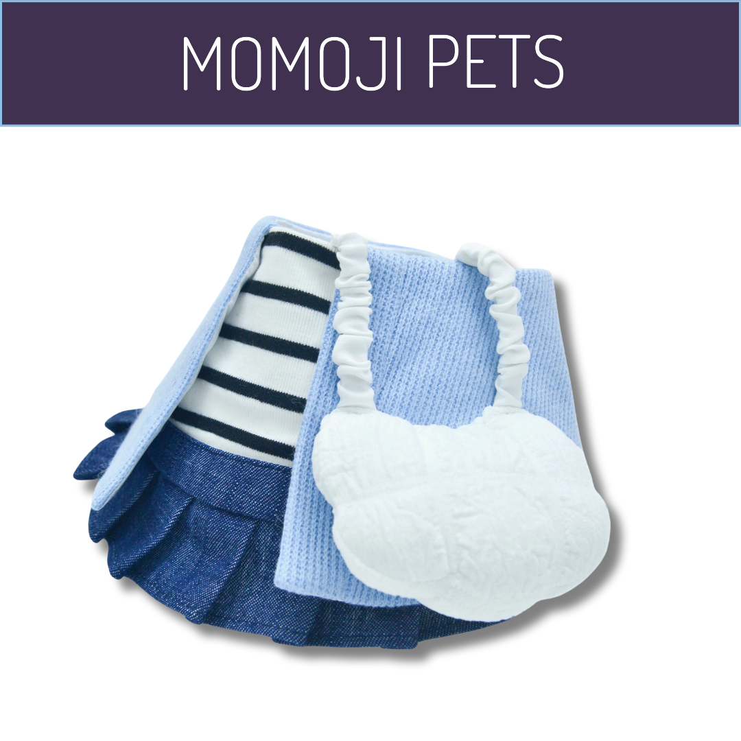 Momoji Jessica Bib - Pastel ชุดสุนัข ชุดแมว ชุดสัตว์เลี้ยง ผ้าพันคอสุนัข สีชมพูกระโปรงยีนส์