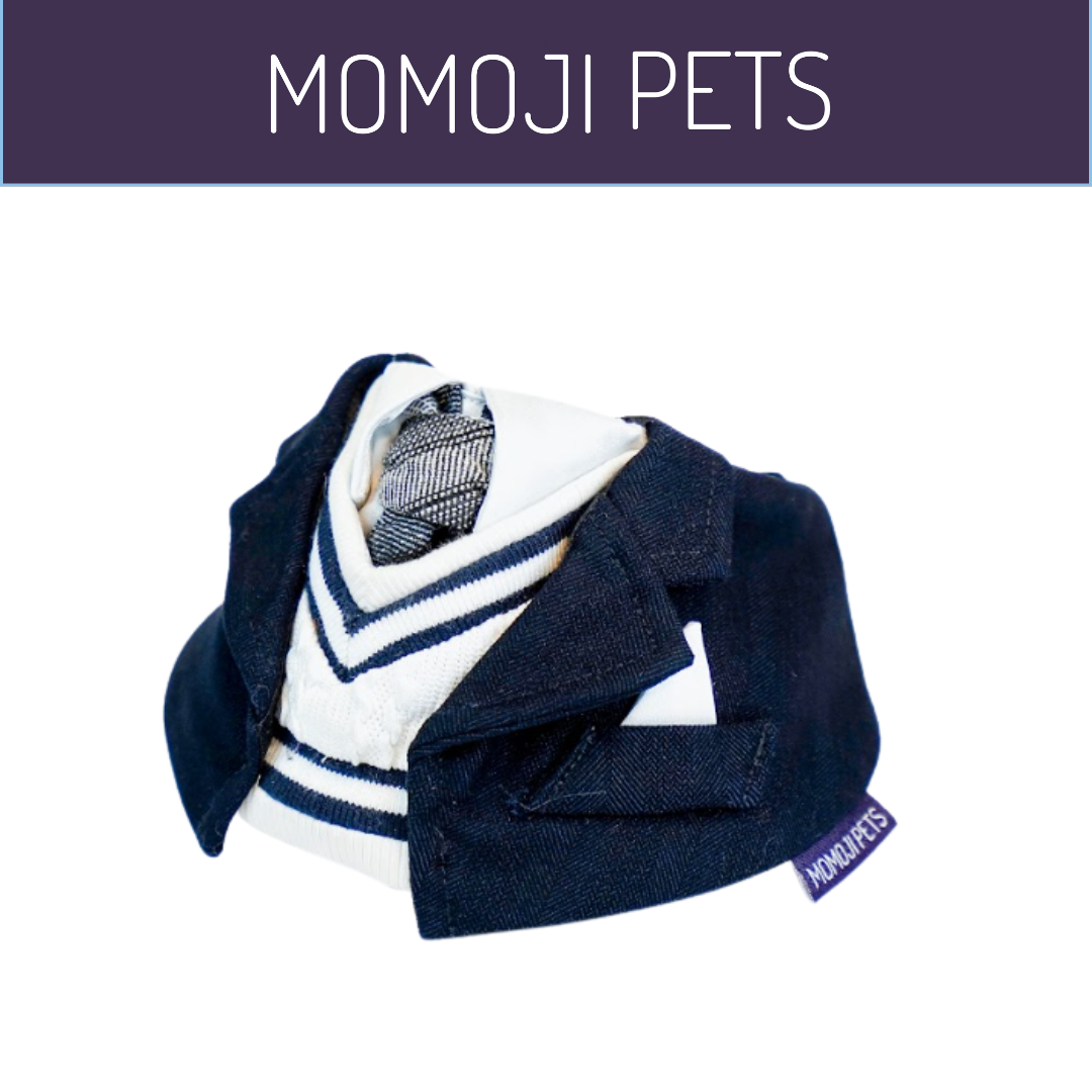 Momoji Joseph Bib - ชุดสุนัข ชุดแมว สูทสำหรับสัตว์เลี้ยง สีเทา สีกรม ชุดนักเรียนชาย