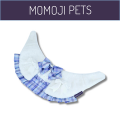 Momoji Mallory Bib - Blue Eyes ชุดน้องหมาน้องแมว สีฟ้า ชุดมีโบว์ ชุดเอี้ยม ชุดหมาผู้หญิง ผู้ชาย