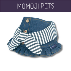 Momoji Pet Bib - Denim & Stripes ชุดสุนัข ชุดแมว ชุดสัตว์เลี้ยง ผ้าพันคอสุนัข ชุดยีนสุนัขแมวชายหญิง