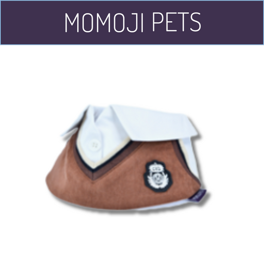 Momoji Leighton Boys Bib - ผ้าพันคอสำหรับสัตว์เลี้ยง ชุดผู้ชายสีฟ้า สีน้ำตาล ชุดกีฬา