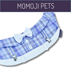 Momoji Mallory Bib - Blue Eyes ชุดน้องหมาน้องแมว สีฟ้า ชุดมีโบว์ ชุดเอี้ยม ชุดหมาผู้หญิง ผู้ชาย