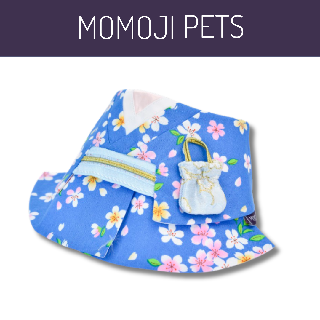 Momoji Ueno - ชุดสุนัข แมว ชุดญี่ปุ่น ผู้หญิง สีชมพู สีฟ้า สำหรับสัตว์เลี้ยง