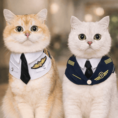 Momoji Air Pilot Bib -  ชุดสุนัข ชุดแมว ชุดสัตว์เลี้ยง ผ้าพันคอสุนัข ชุดนักบิน สีกรม สีขาว