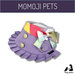 Momoji Air Pilot Bib -  ชุดสุนัข ชุดแมว ชุดสัตว์เลี้ยง ผ้าพันคอสุนัข ชุดนักบิน สีกรม สีขาว