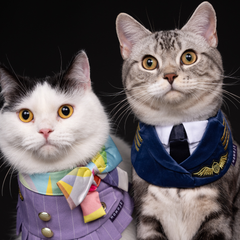 Momoji Air Pilot Bib -  ชุดสุนัข ชุดแมว ชุดสัตว์เลี้ยง ผ้าพันคอสุนัข ชุดนักบิน สีกรม สีขาว
