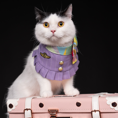 Momoji Air Pilot Bib -  ชุดสุนัข ชุดแมว ชุดสัตว์เลี้ยง ผ้าพันคอสุนัข ชุดนักบิน สีกรม สีขาว