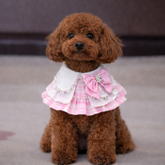 Momoji Madeleine Bib - ชุดสัตว์เลี้ยง ชุดผู้หญิง มีกระโปรง สีชมพูขาว สีเทาชมพู
