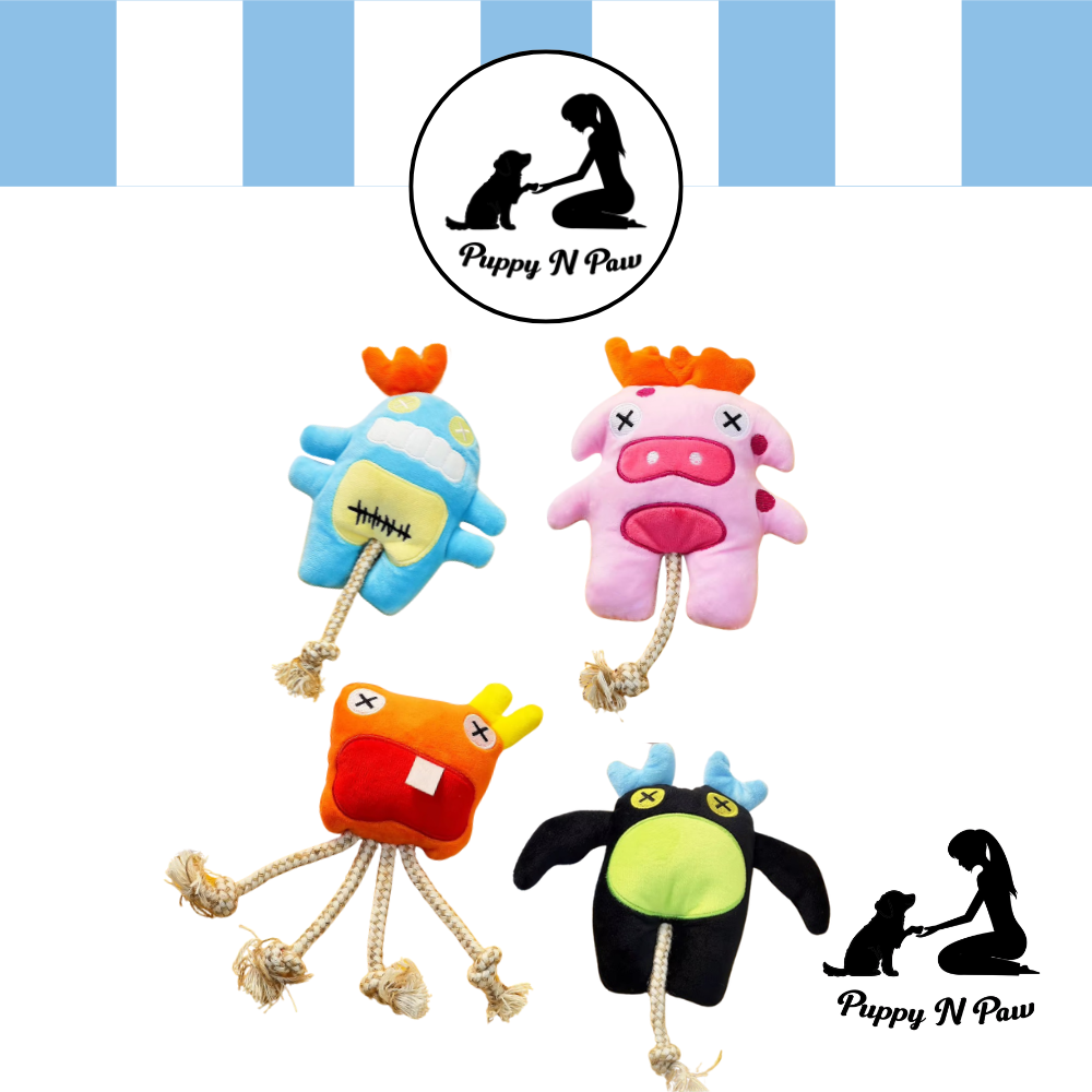 Puppy N Paw 4 Monsters Plush Toy ของเล่นสุนัข ตุ๊กตาของเล่นมีเชือก