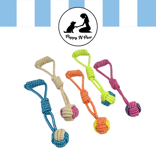 Puppy N Paw Rope Ball with Handle for Pets