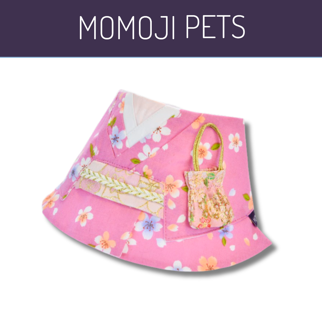 Momoji Ueno - ชุดสุนัข แมว ชุดญี่ปุ่น ผู้หญิง สีชมพู สีฟ้า สำหรับสัตว์เลี้ยง