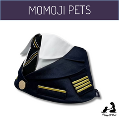 Momoji Air Pilot Bib -  ชุดสุนัข ชุดแมว ชุดสัตว์เลี้ยง ผ้าพันคอสุนัข ชุดนักบิน สีกรม สีขาว