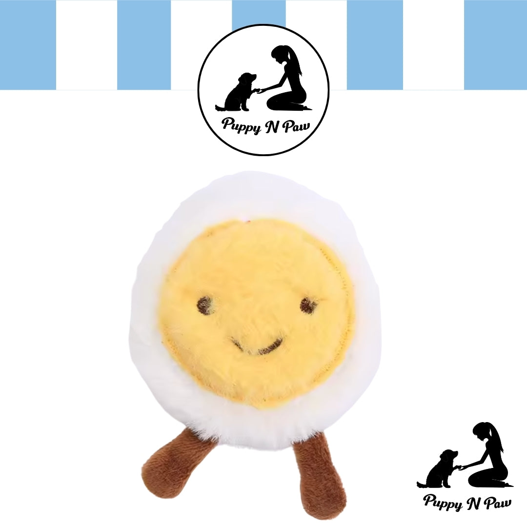 PUPPY N PAW Mini Breakfast Squeaky - ของเล่นหมาเล็ก รูปไข่ ขนมปัง ข้าวปั้น ชีส